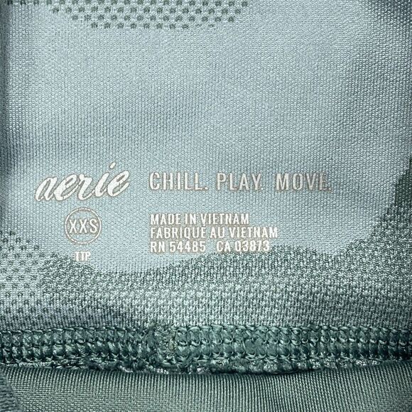 AERIE CHILL PLAY MOVE Athletic Leggings Sz XXS Green Camouflage Workout Pull On - Picture 10 of 10